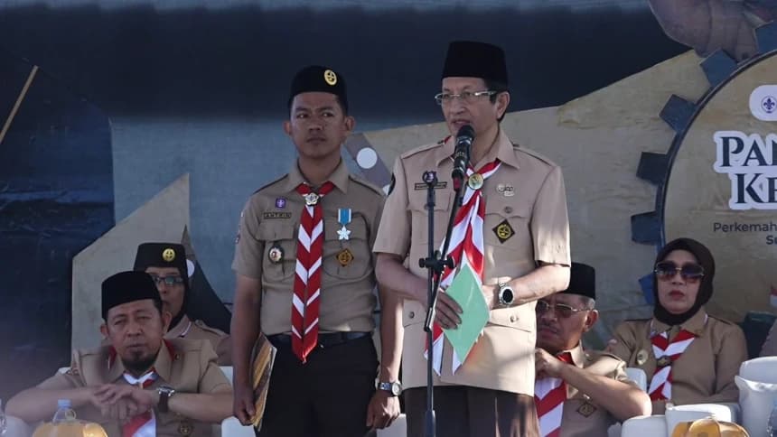 Menag Nasaruddin Buka Perkemahan Pramuka Santri Nusantara, Sebut Nabi Sosok Multitalenta