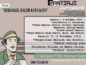 PCINU Sudan Adakan Santiaji Jurnalistik Pertama