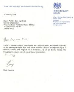 Duta Besar Inggris: Kiai Sahal Akan Sangat Dirindukan