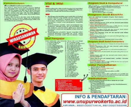 Ini Kemudahan dan Cara Daftar Kuliah UNU Purwokerto