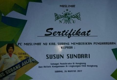 Muslimat NU Apresiasi TKW Asal Subang Petugas Paskibraka KJRI Hongkong