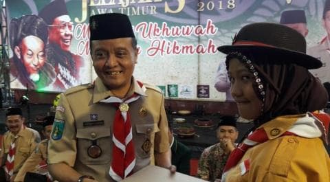 Jelajah Santri Pramuka Ma'arif Jatim Disambut 'Blitar Kawentar'