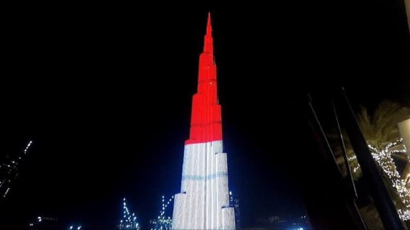Meriahkan HUT RI, LED Burj Khalifa Tampilkan Bendera Indonesia