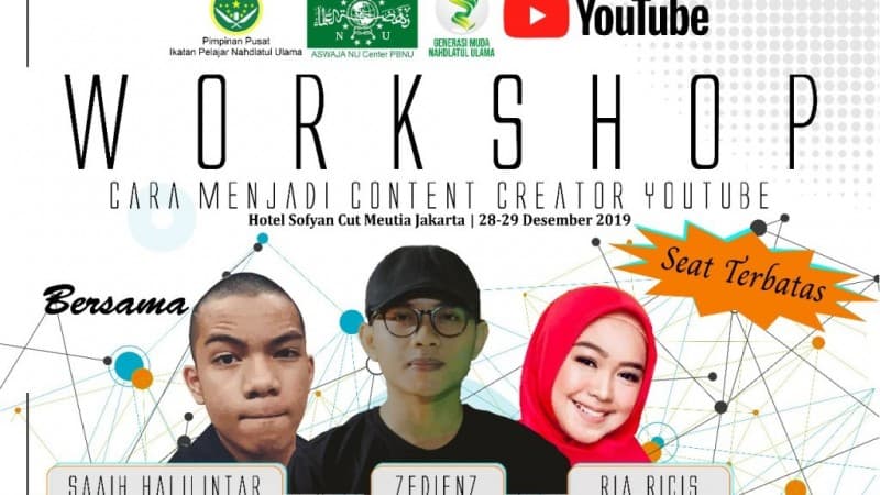 Hadirkan Halilintar, Zedienz, dan Ricis, IPNU Gelar Pelatihan Kreator Konten Youtube