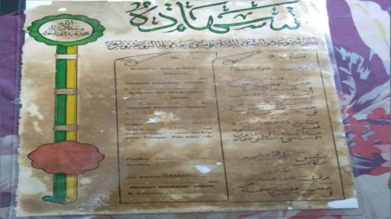 Syahadah Ranting NU Karasak di Karawang Tahun 1937