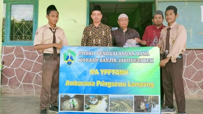 Santri Mathlaul Huda Ambarawa Donasikan Bantuan melalui LAZISNU Pringsewu