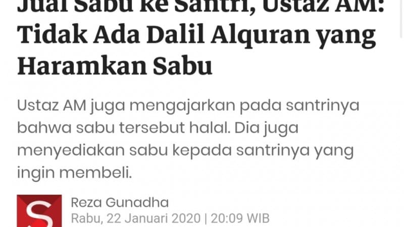 Ustadz yang Halalkan Sabu Tak Paham 'Qiyas Burhani'