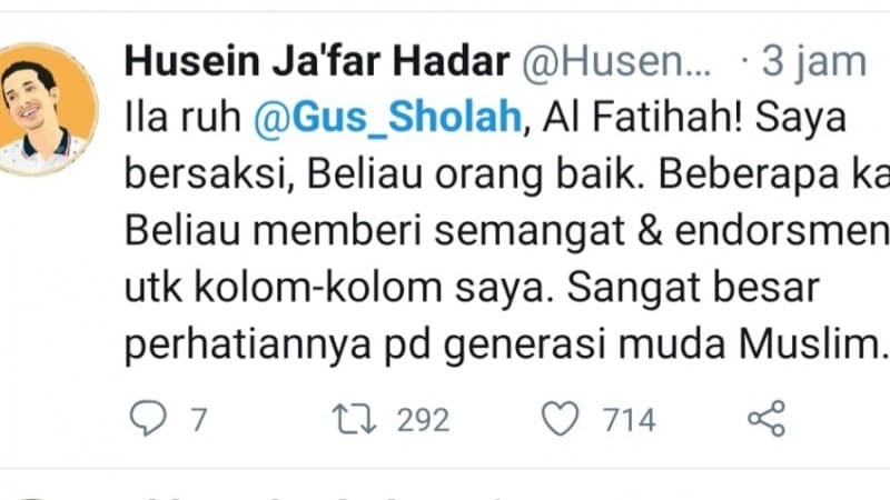 Warganet Ramai-ramai Doakan Almarhum Gus Sholah