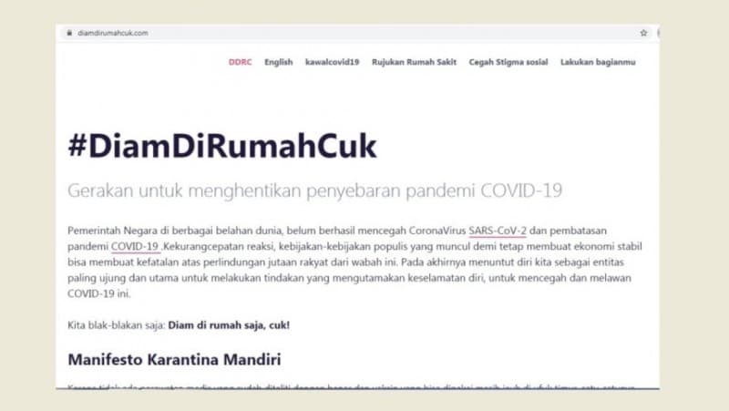 Web diamdirumahcuk[dot]com Berikan Edukasi Publik tentang Covid-19
