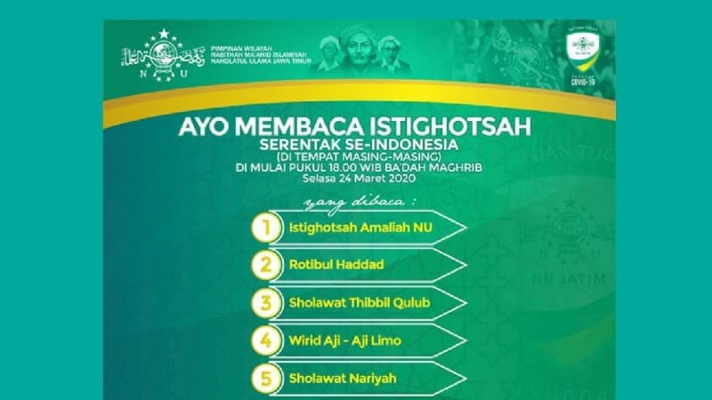 RMINU Jatim Ajak Umat Muslim Istighotsah di Rumahnya Masing-masing