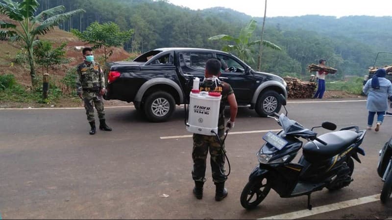 Ikhtiar Banser Salem Brebes Cegah Covid-19 di Kawasan Perbatasan