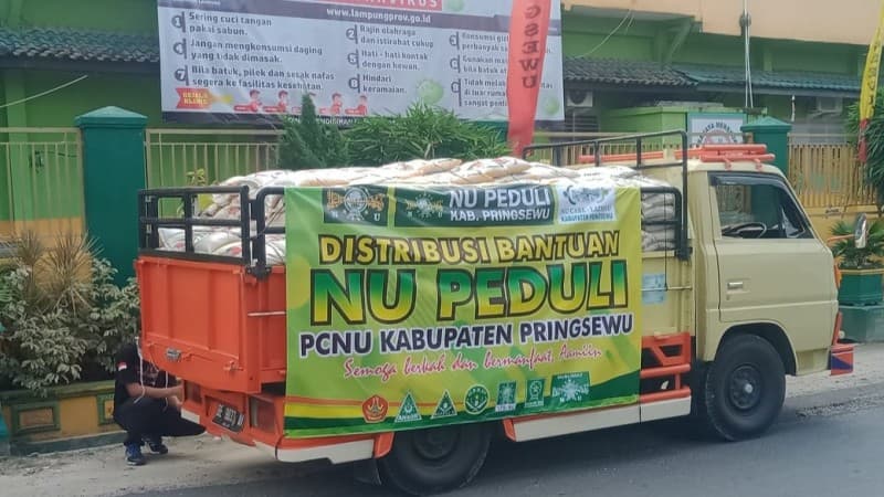 NU Peduli Pringsewu Mulai Salurkan Bantuan 10 Ton Beras