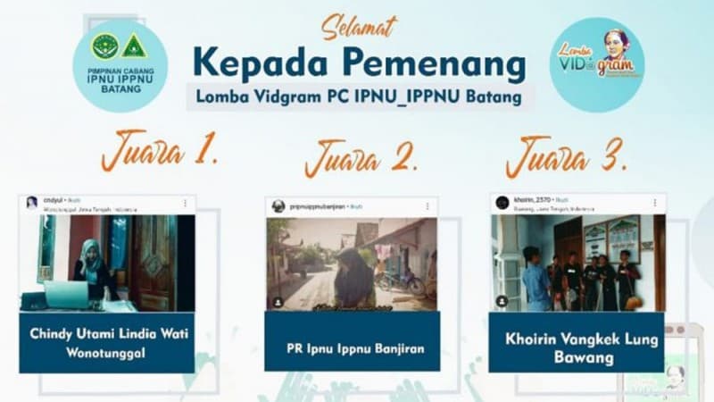 Peringati Hari Kartini, IPNU-IPPNU Batang Umumkan Pemenang Lomba Vidgram