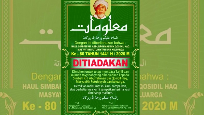 Haul Masyayikh Pesantren Futuhiyyah Mranggen Demak Tahun Ini Ditiadakan