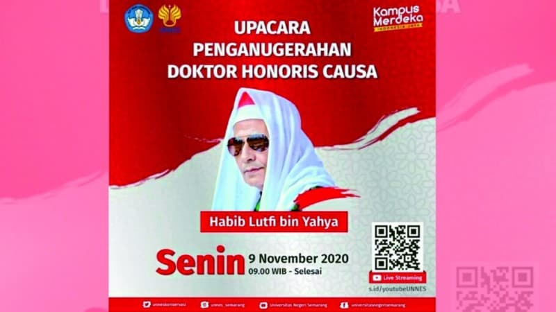 Unnes Semarang Bakal Anugerahi Gelar Doktor Honoris Causa ke Habib Lutfi bin Yahya