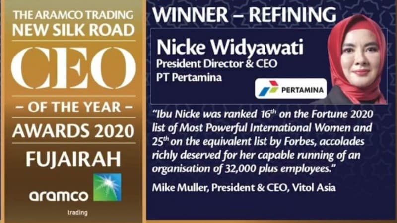 Aramco Trading Nobatkan Direktur Pertamina Nicke Widyawati Top CEO 2020