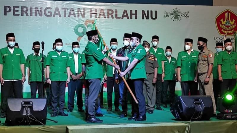 Pengukuhan Pengurus Banser Warnai Harlah NU di Jakarta Selatan