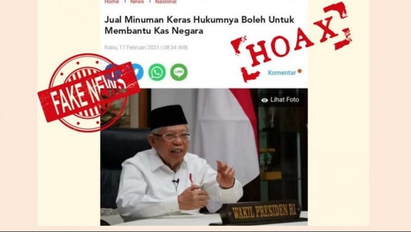 Beredar Hoaks Wapres Bolehkan Investasi Miras untuk Kas Negara