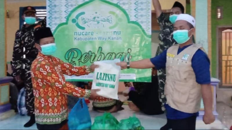 LAZISNU Way Kanan Bagikan Paket Sembako Selama Ramadhan 1442 H