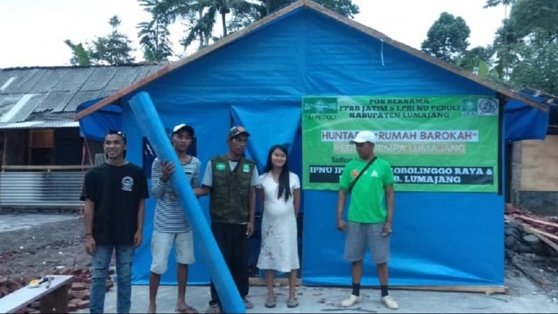Peduli Korban Gempa, LPBINU Lumajang Bangun 18 Unit Huntara