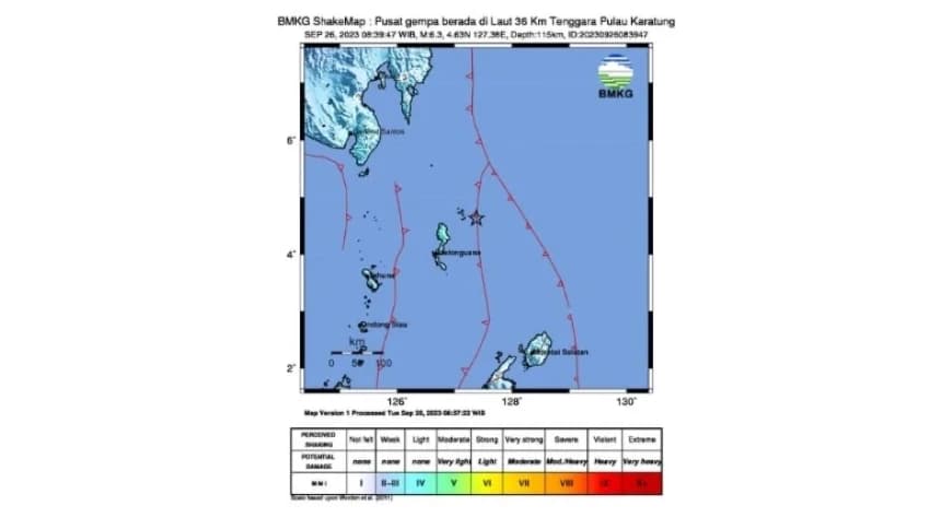 Gempa M 6,3 di Pulau Karatung Sulawesi Utara, Tidak Berpotensi Tsunami