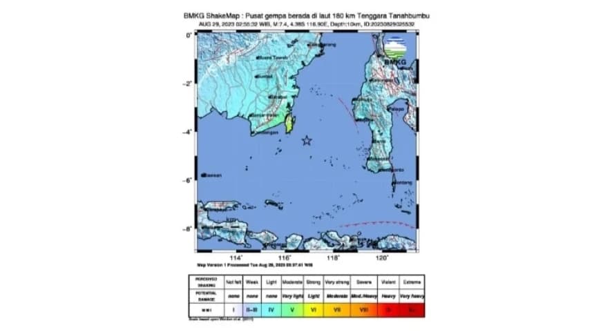 Gempa Magnitudo 7,4 Guncang Tanah Bumbu Kalsel, Getaran Dirasakan hingga Bantul