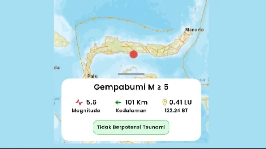 Gempa M 5,6 Guncang Boalemo Gorontalo, Tak Berpotensi Tsunami