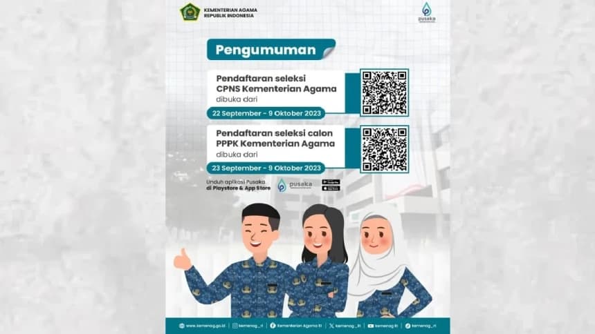 Dibuka, Seleksi CPNS dan PPPK 2023 Kemenag, Ini Cara dan Syaratnya