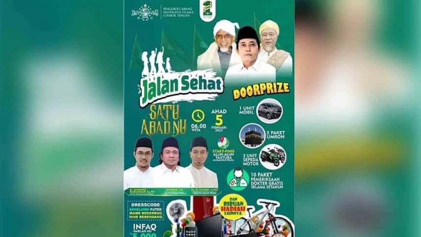 NU Lombok Tengah Gelar Jalan Sehat Berhadiah Umrah dan Kendaraan