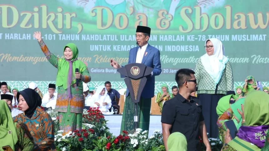 Momen Lucu Muslimat NU Bersama Presiden Jokowi: Menghafal Pancasila hingga Upaya Cegah Stunting