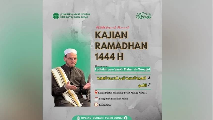 PCINU Suriah Gelar Kajian Ramadhan Bareng Syekh Mahir Hasan Damaskus 