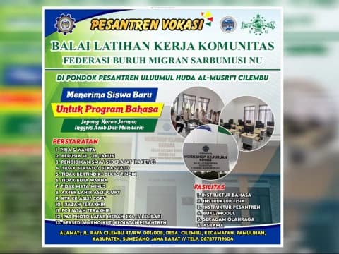 Pesantren Vokasi Sarbumusi Jadi Alternatif Perlindungan dan Pemberdayaan Buruh Migran