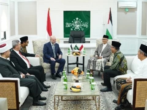 Rais Aam PBNU dan Mahmoud Al-Habbash Bahas Hubungan Spesial NU dengan Palestina