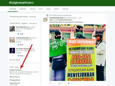 Tagar #IstighotsahKubro Unggul di Jagat Maya