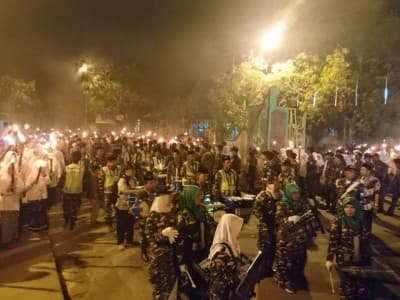 Kemeriahan Pawai Obor Tahun Baru Hijriyah di Tegal Jawa Tengah