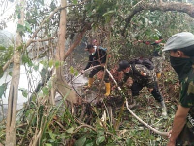 150 Banser Siak Padamkan Kebakaran Lahan di Pelalawan  