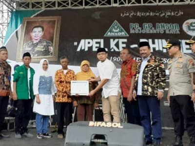 Kenang Riyanto, Ansor Mojokerto Raya Gelar Apel Kebinekaan
