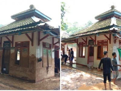 PP IPNU Bersihkan Makam Keramat di Banten dari Lumpur Banjir