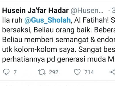 Warganet Ramai-ramai Doakan Almarhum Gus Sholah