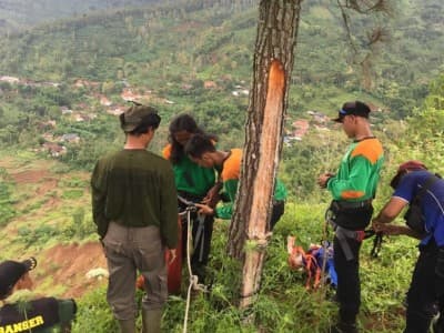 Cegah Longsor, LPBINU Ponorogo Tanam Vettiver di Desa Banaran