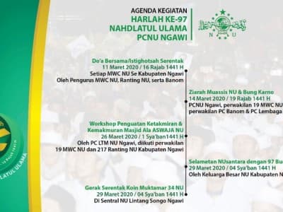 Agenda Harlah NU di Ngawi, Ziarah Muasis hingga Sajian 97 Tumpeng