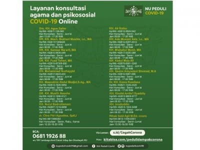 Atasi Kecemasan Pandemi Corona, PBNU Layani Konsultasi dan Psikososial Online