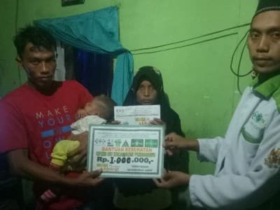 Idap Tumor, Bayi 3 Bulan ini Dapat Bantuan dari LAZISNU Pringsewu
