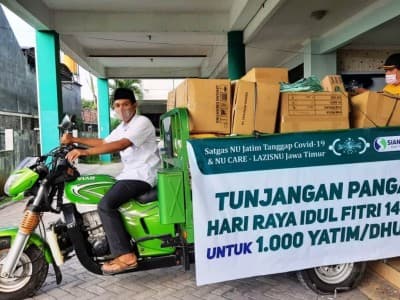 Usai Lebaran, LAZISNU Jatim Lanjut Bagikan Pangan untuk Yatim dan Dhuafa
