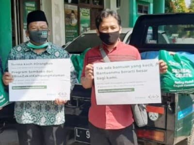 Akhirnya Penjaga Madrasah Terima Sembako dari LAZISNU Jatim