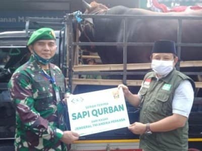 TNI AD Kurban 2 Ekor Sapi Limosin melalui NU Care-LAZISNU