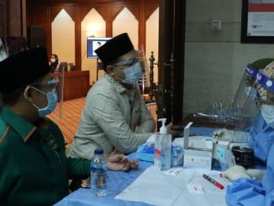 NU Peduli Edukasi Covid-19 Peserta Puncak Hari Santri di PBNU