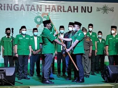 Pengukuhan Pengurus Banser Warnai Harlah NU di Jakarta Selatan