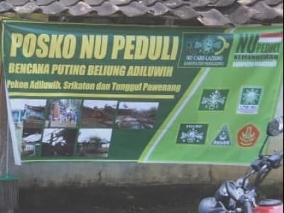 NU Adiluwih Dirikan Posko Bencana Puting Beliung di Sri Katon