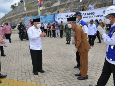 Wapres KH Ma'ruf Amin Tinjau Pembangunan Bendungan Way Sekampung di Lampung